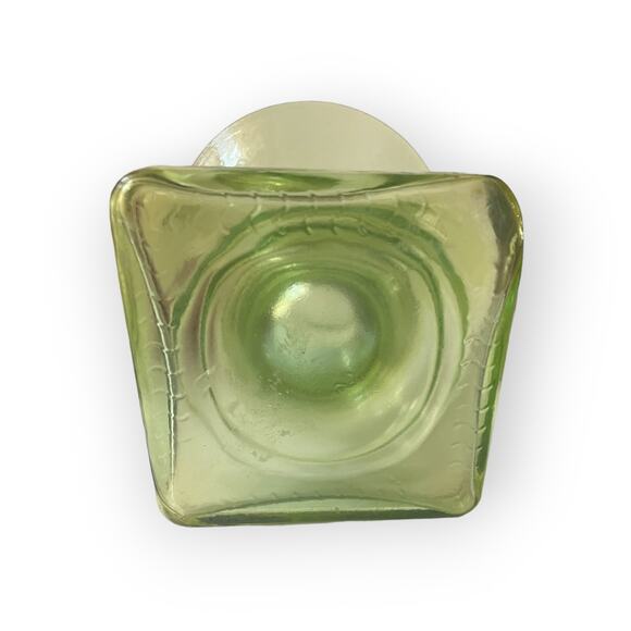 Vidrios San Miguel 100% Recycled Glass Green Footed Round Hurricane Vase bowl 7” - Picture 3 of 3